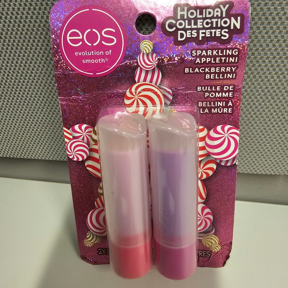 NEW EOS Holiday Collection Sparkling Appletini & Blackberry Bellini Lip Balm